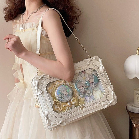 Retro Square Transparent Commuting Bag for Stylish Girls Black