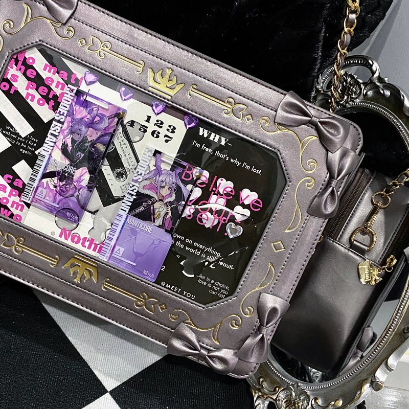 Retro Square Transparent Commuting Bag for Stylish Girls Gun color