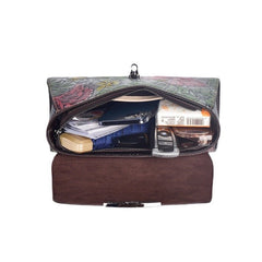 Retro Style Shoulder Bag in Top Layer Cowhide Green