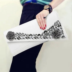 Rhinestone Crossbody Clutch Envelope Small Bag White