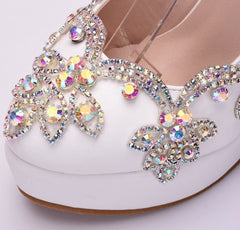 Rhinestone High Heel Shoes Women's Stiletto White Diamond