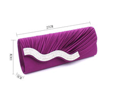 Rhinestone pleated clutch White