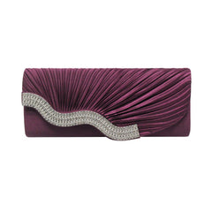 Rhinestone pleated clutch Purple
