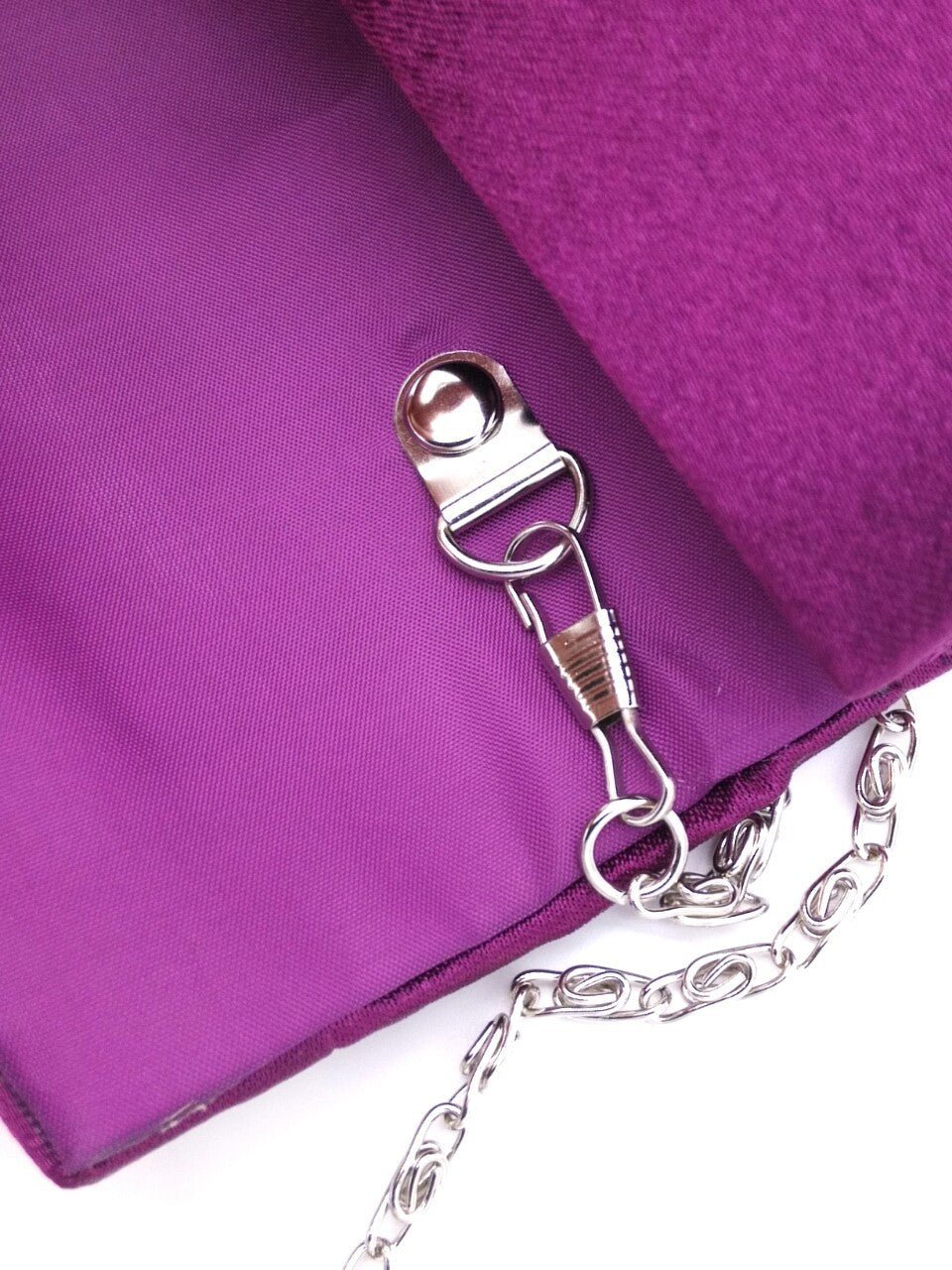 Rhinestone pleated clutch White