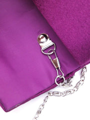 Rhinestone pleated clutch White