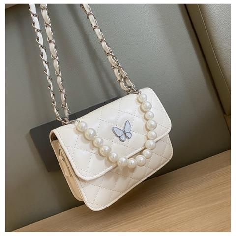 Rhombic Crossbody Bag - New Simple Fashion Women's Shoulder Bag White Butterfly