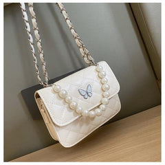 Rhombic Crossbody Bag - New Simple Fashion Women's Shoulder Bag White Butterfly