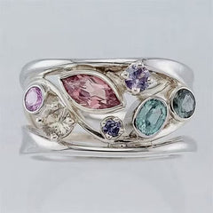 Ring Diamond Wave Line Ornament Silver