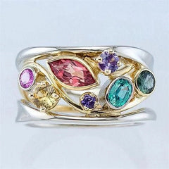 Ring Diamond Wave Line Ornament Silver