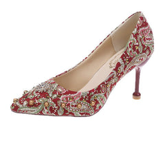 Rivet heels cat heels Red