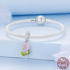 Rose S925 Silver Pendant: Creative UV Color Changing Charm Rose Pendant