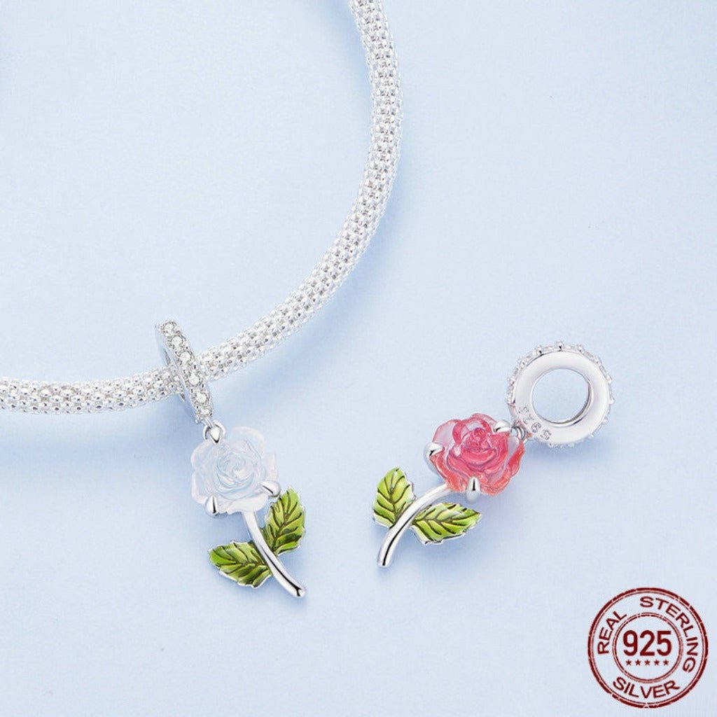 Rose S925 Silver Pendant: Creative UV Color Changing Charm Rose Pendant