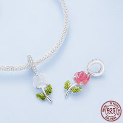 Rose S925 Silver Pendant: Creative UV Color Changing Charm Rose Pendant