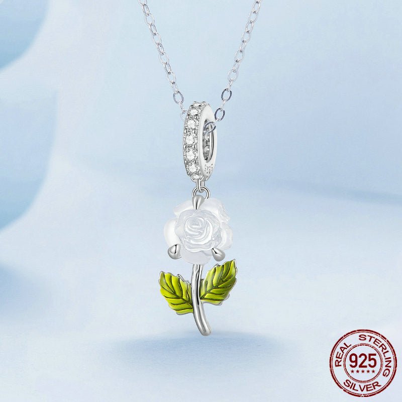 Rose S925 Silver Pendant: Creative UV Color Changing Charm Rose Pendant