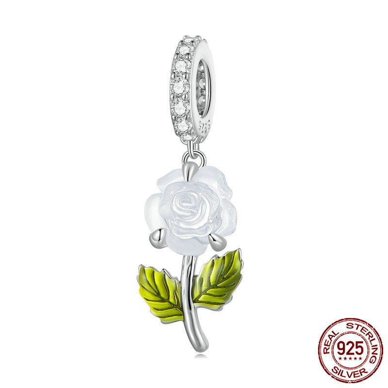 Rose S925 Silver Pendant: Creative UV Color Changing Charm Rose Pendant