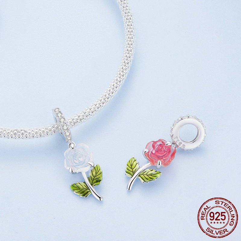 Rose S925 Silver Pendant: Creative UV Color Changing Charm Rose Pendant