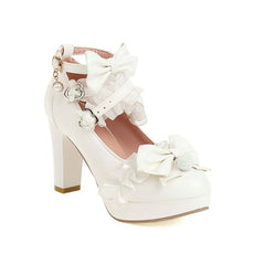 Round Head Versatile Little Student Princess Shoes White