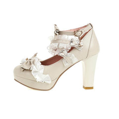 Round Head Versatile Little Student Princess Shoes Beige