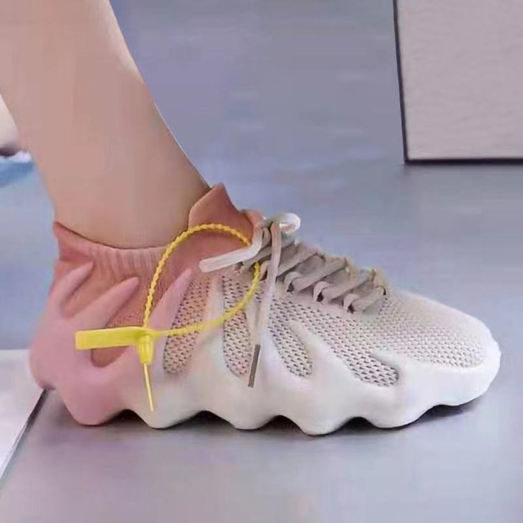 Round Toe Comfy Cozy Cloud Casual Lace Up Breathable Sneakers Pink