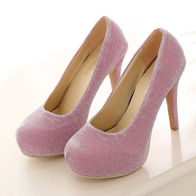 Round - toe stiletto fashion shoes Black