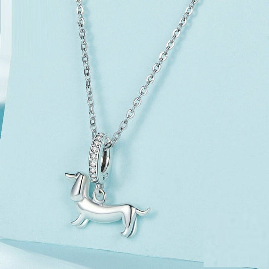 S925 Sterling Silver Sausage Dog Pendant for DIY Bracelet Accessories SCC2561