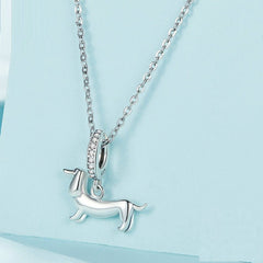 S925 Sterling Silver Sausage Dog Pendant for DIY Bracelet Accessories SCC2561