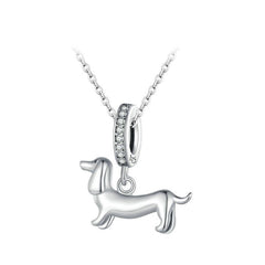 S925 Sterling Silver Sausage Dog Pendant for DIY Bracelet Accessories SCC2561