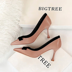Satin colorblock bow shoes Pink