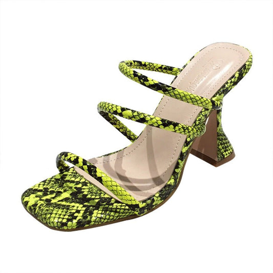 Serpentine slip on High Heel Sandals Green