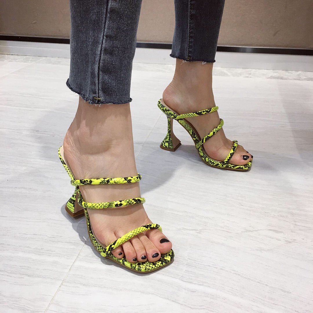 Serpentine slip on High Heel Sandals Green