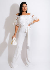 Sexy Off - the - Shoulder Ruffles Jumpsuit S