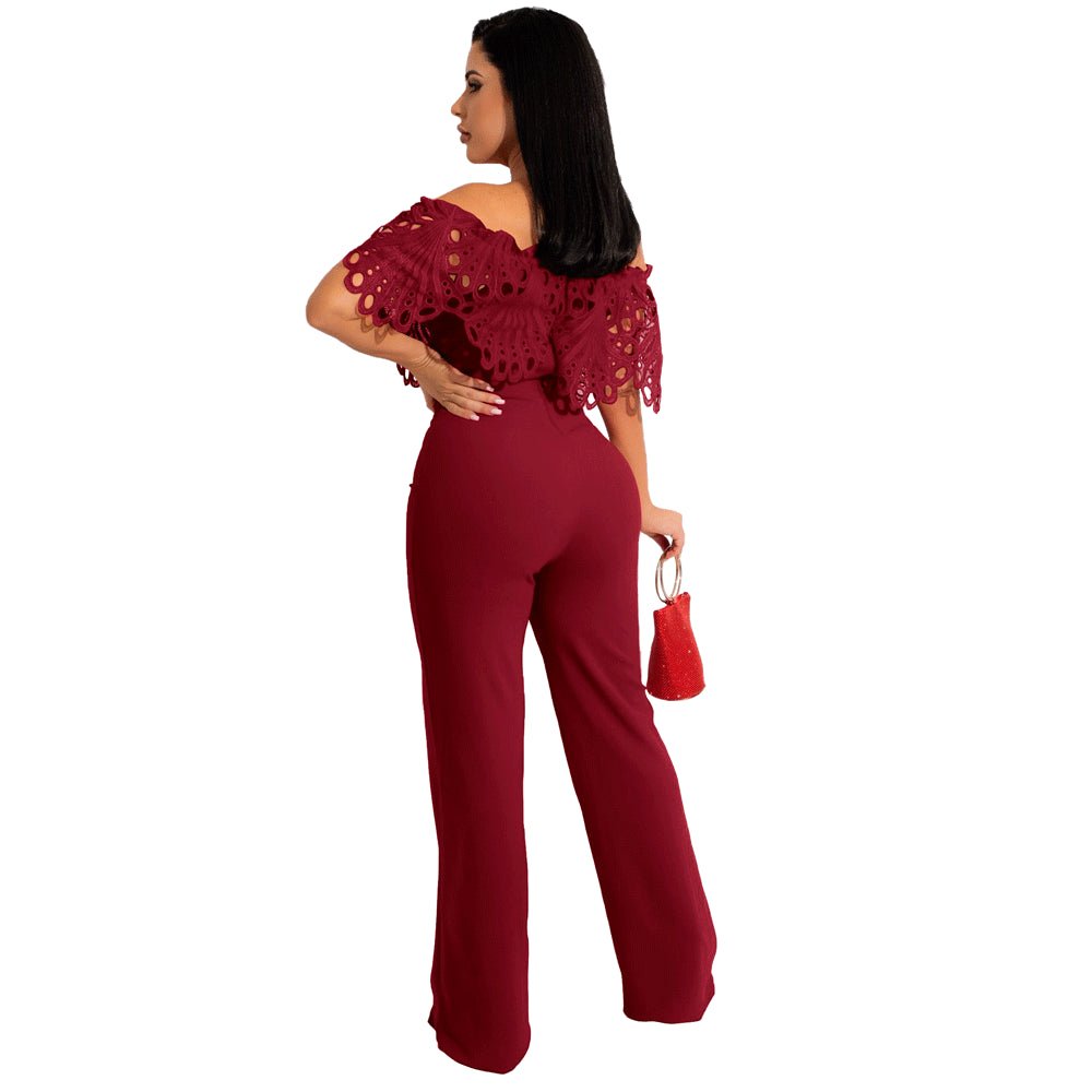 Sexy Off - the - Shoulder Ruffles Jumpsuit S