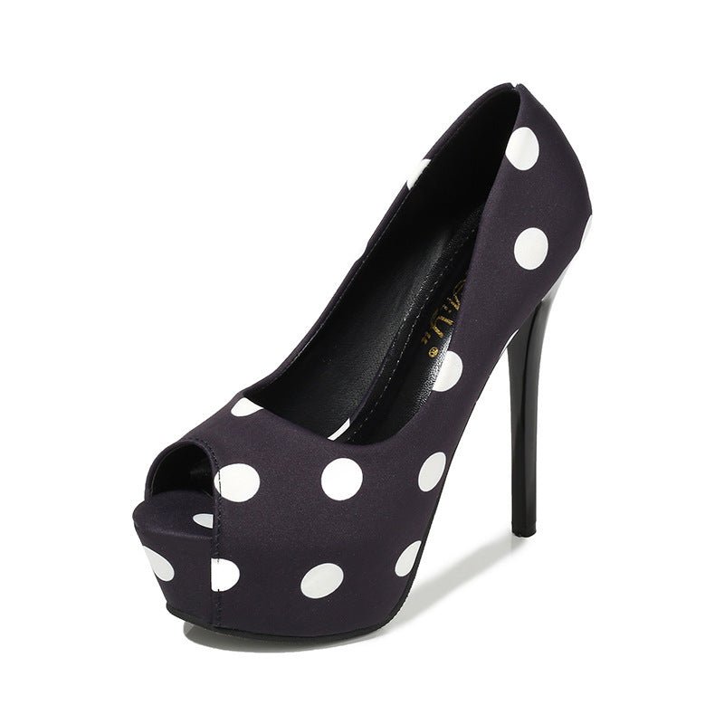 Shallow mouth fish mouth high heels Black