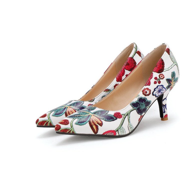 Shallow mouth pointed high heels Blue