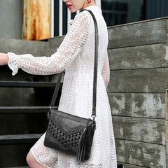 Sheepskin Mini Clutch: Stylish Crossbody Shoulder Bag for Ladies Black