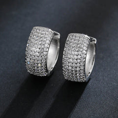 Shimmering Zircon Elegant Ear Clip - Radiant Earring Accessory White