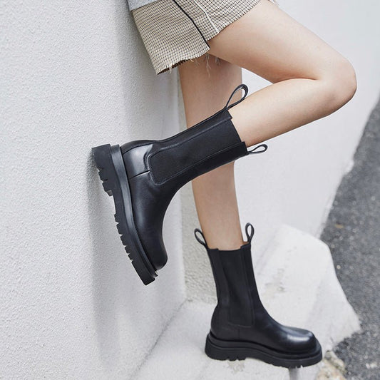 Short boots women Martin boots Black high