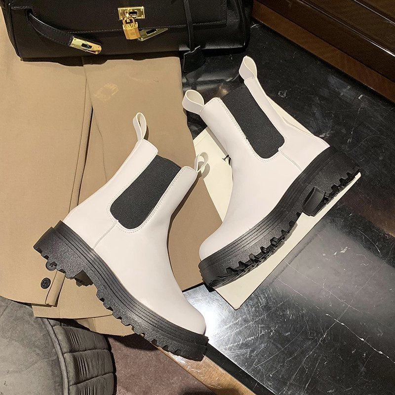 Short boots women Martin boots Black high