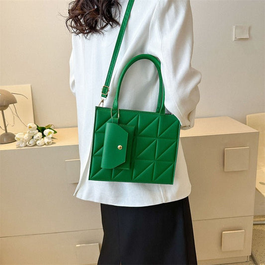 Simple Elegant Portable Shoulder Small Square Bag with Clutch Black