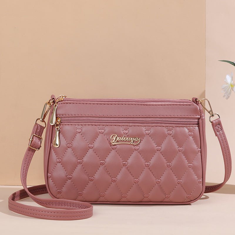 Simple Fashion Solid Color Embroidered Chanel's Style Crossbody Bag Pink