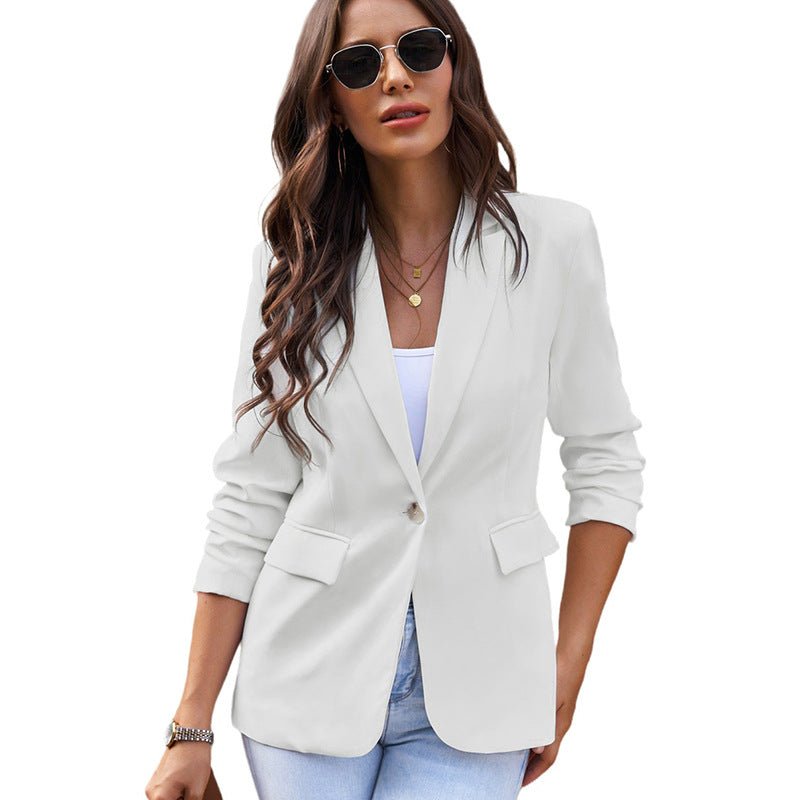 Single - Button Suit Effortless Solid Color Catching Slim Waist Coat White