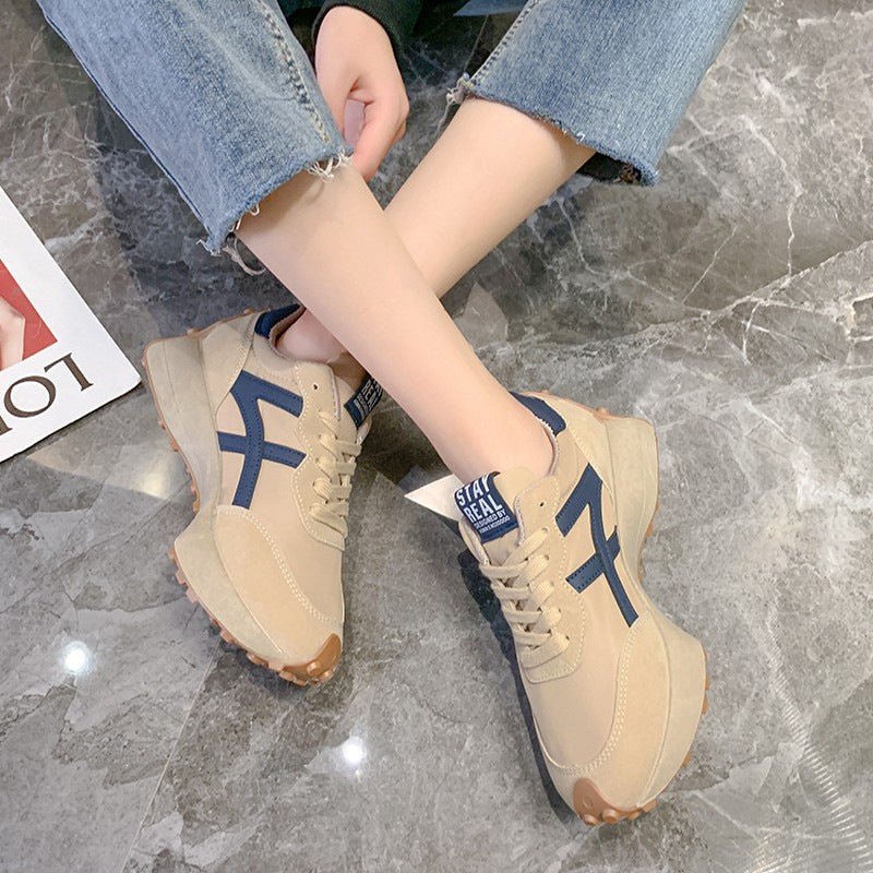 Single - lining Captures Platform Casual Daddy Shoes Leather Sneakers Green