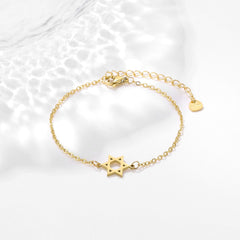 Six - pointed Star Bracelet: Stainless Steel Titanium Steel Gold