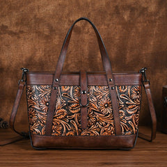 Skeleton - Skin Hand Carved First Layer Cowhide Bag Retro Coffee