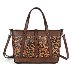 Skeleton - Skin Hand Carved First Layer Cowhide Bag Retro Coffee