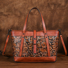 Skeleton - Skin Hand Carved First Layer Cowhide Bag Retro Brown