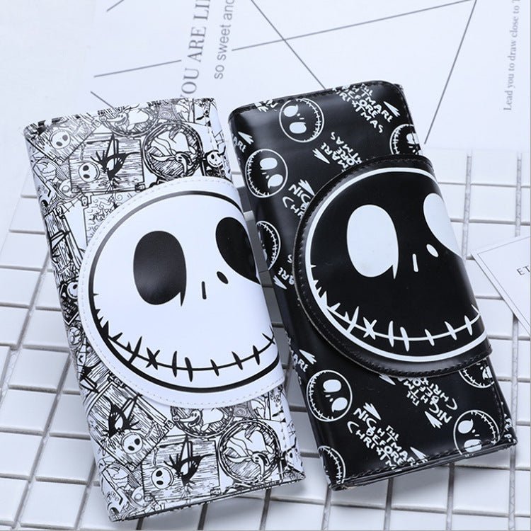 Skull Long Buckle Wallet Clutch White Long Style