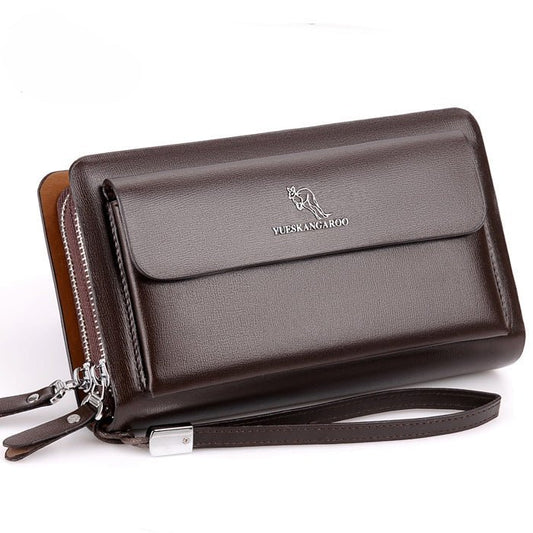 Sleek Men's Leather Clutch Bag Brown