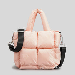 Small Down Cotton Shoulder Bag Simple Design Soft Pink