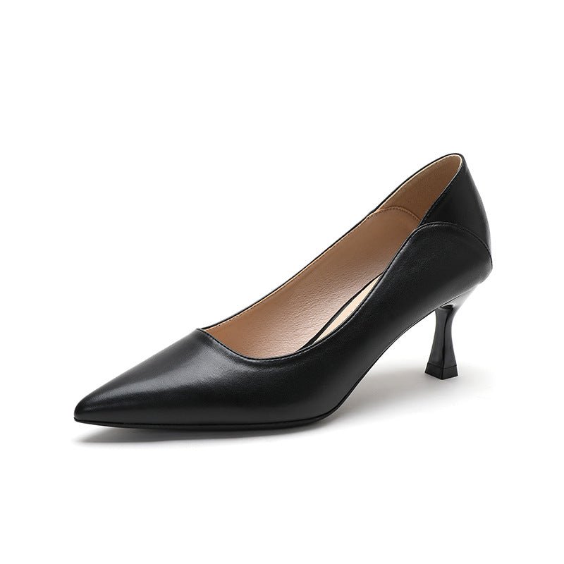 Small Size Black Professional Pointed High Heels work shoes For Women Black Heel Height 4cm